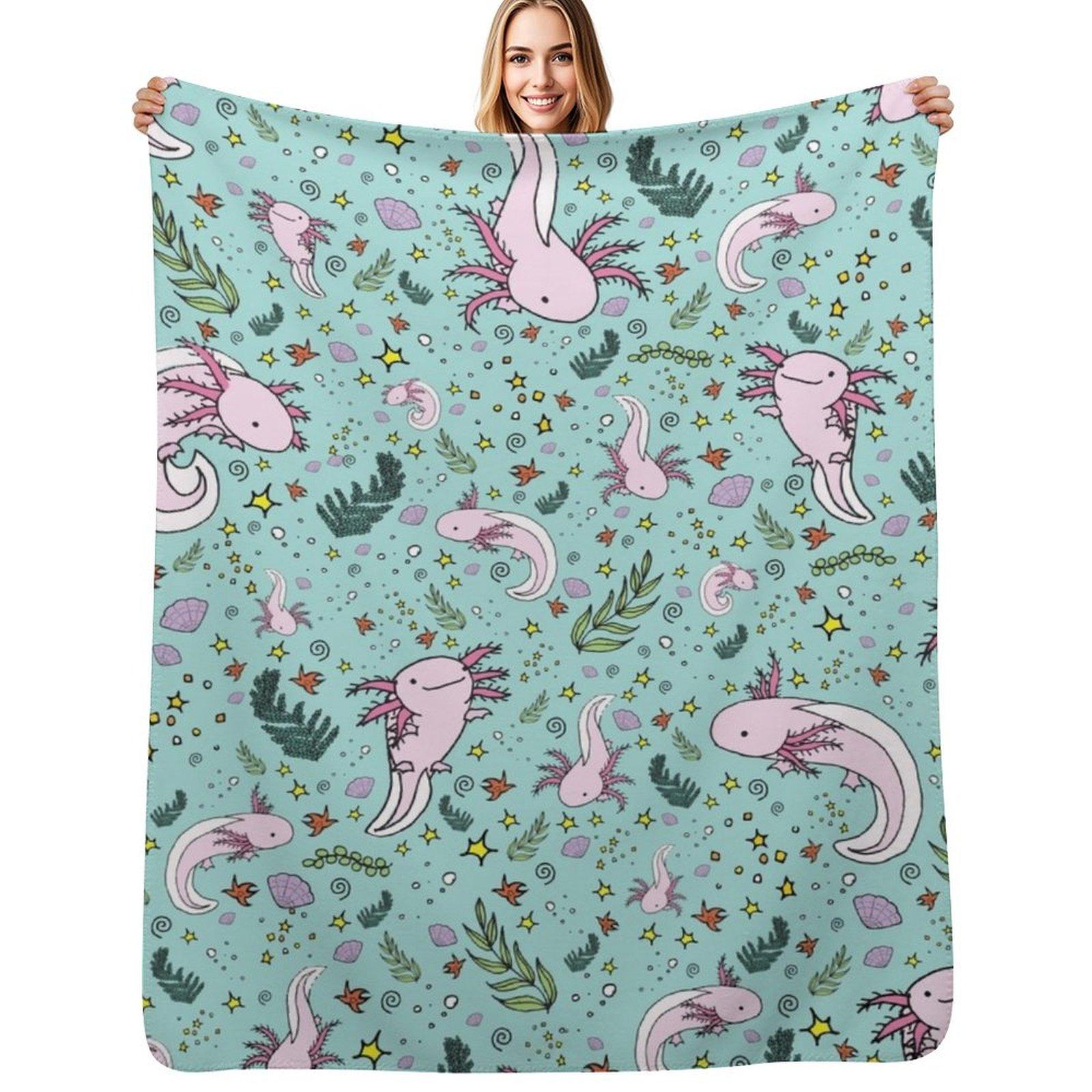 Axolotl Throw Blanket Lightweight Cozy Blanket for Bed Sofa 102x76cm(40x30in)