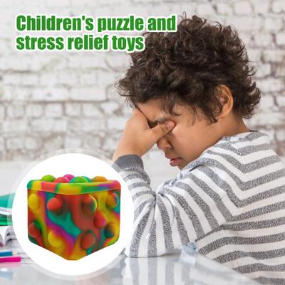 Stress Relief Toy Macaron Gradient Color Food-Grade Silicone Bubble Popper Hand-Eye Coordination Development 3D Cube Sensory Fidget Toy