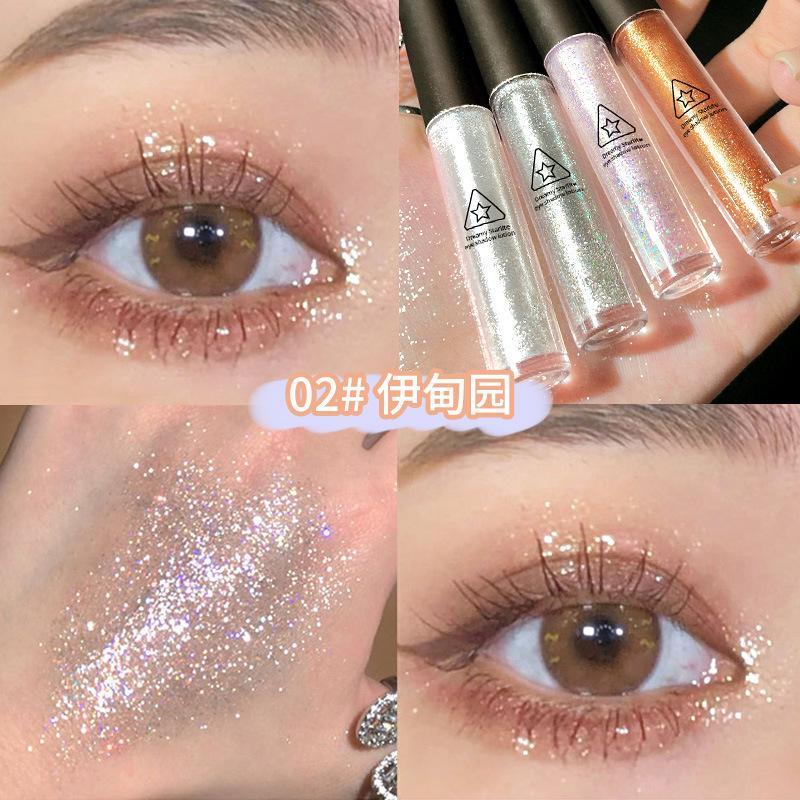 Star Diamond Eyeshadow Liquid Fine Sparkling High Gloss, One Drop of Tear Brightening Undereye Sparkling Pearl Liquid Eyeshadow