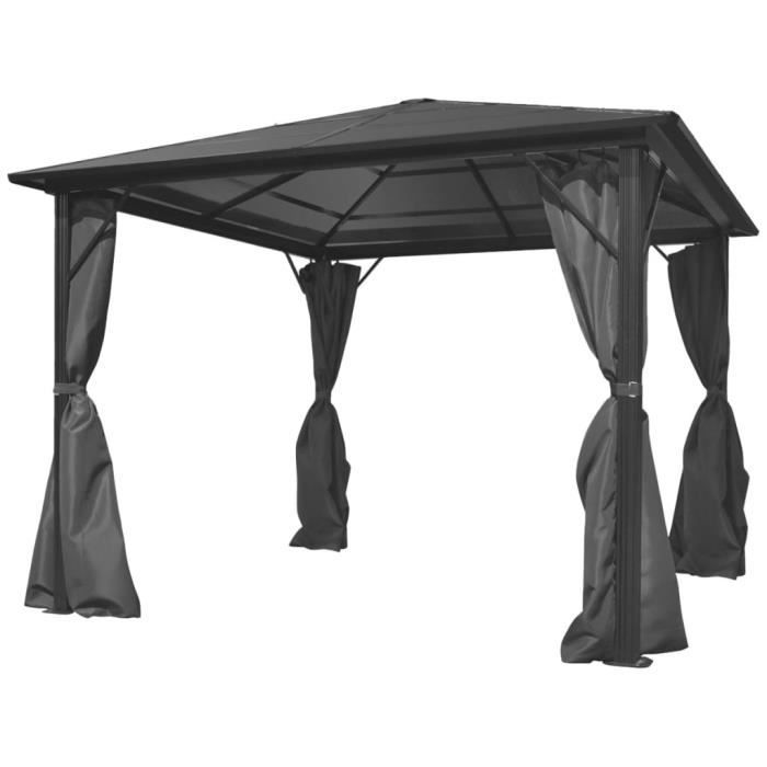 Belvédère - vidaXL - 300 x 300 cm - Aluminium - Rideaux inclus - Protection UV