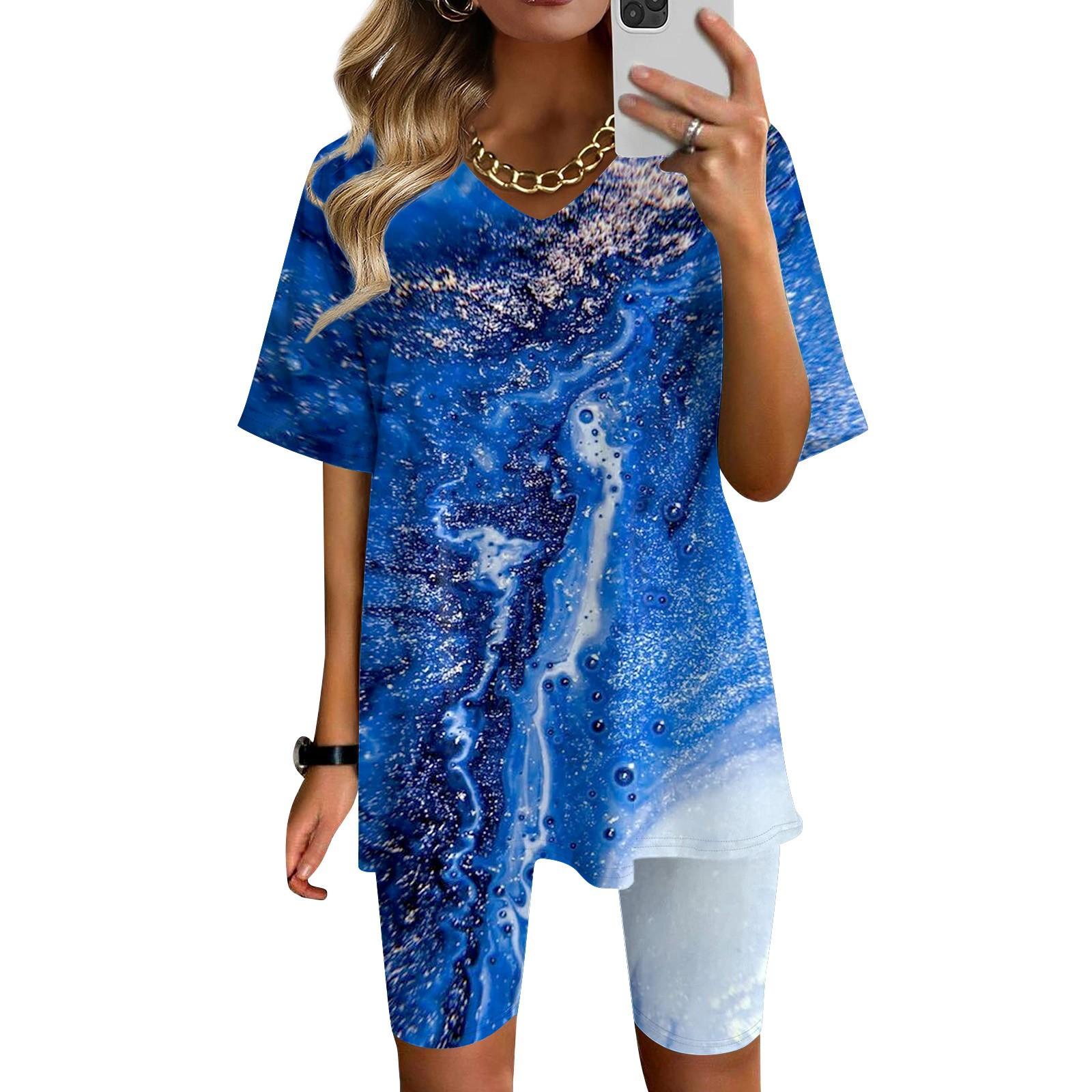 

Женская одежда для дома, комплект из двух предметов для женщин, летняя футболка с v-образным вырезом, топы, шорты, спортивный спортивный костюм для тренировок L