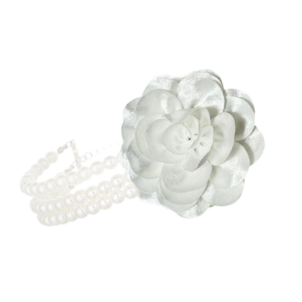 Collier de Charme Floral Élégant Chaîne Réglable pour Peau Sensible Perles Simulées Collier Ras du Cou Bijoux pour Femmes Dame