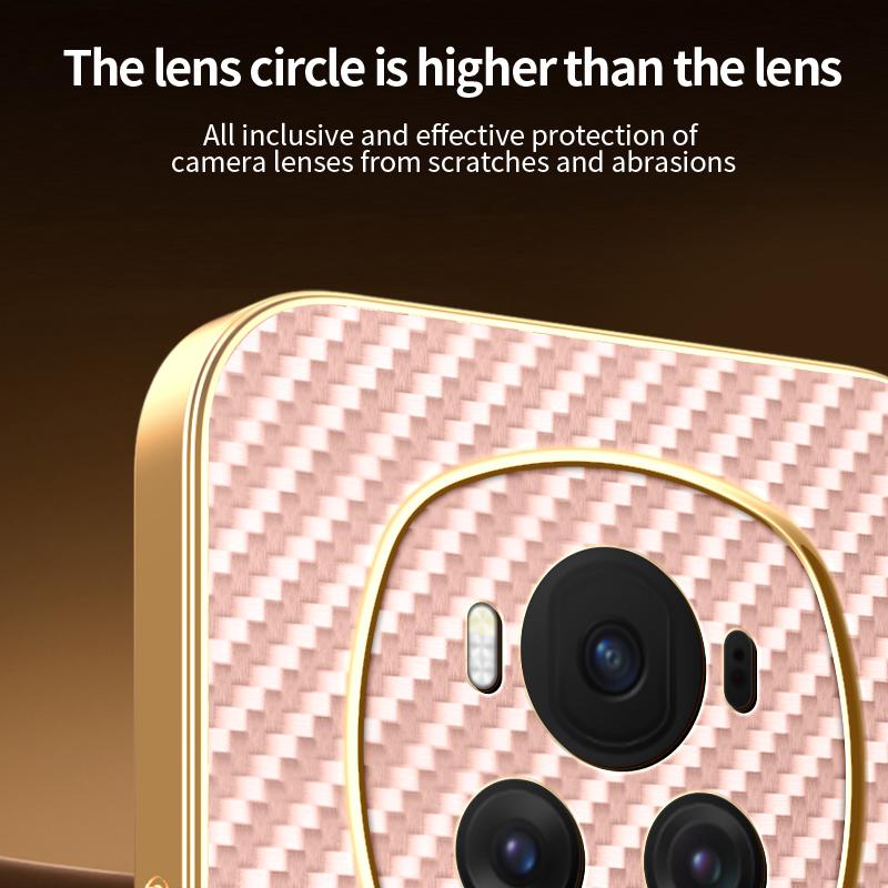 Für Honor Magic6 5G Handyhülle Carbonfaser-texturiert Galvanisierte TPU-Rückabdeckung