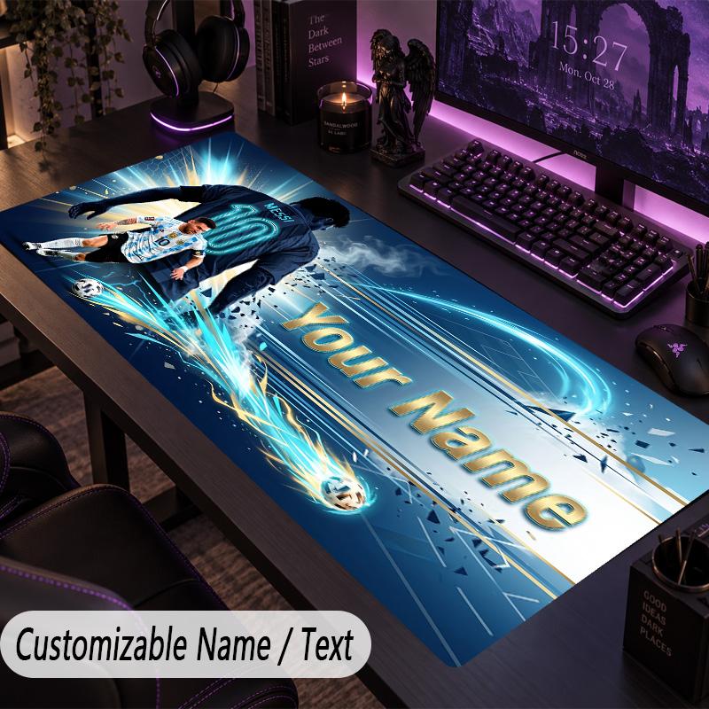 Large Mouse PadLionel Messi Custom Name Text Personalized Desk Mat Non Slip Gaming Pad