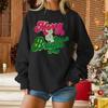 Ladies' Casual And Fashionable Long Sleeved Plush V-tie Pocket Plaid Printed Pullover Top