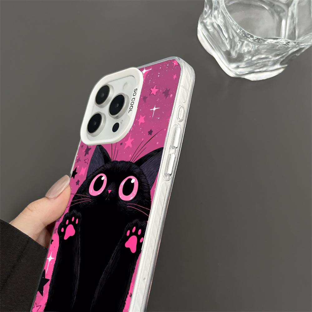 Black Cat Pattern Phone Case Case for iPhone17 16 15 14 13 12 11 Pro/ Max/Plus Shock-proof Rear Cover Anti-fingerprint