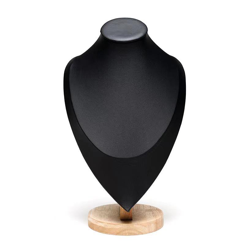 Solid Wood Velvet Jewelry Display Stand for Necklaces and Pendants