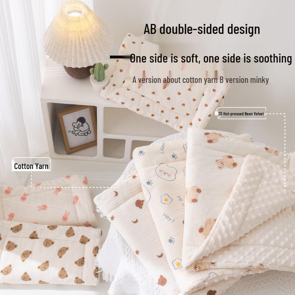 Reversible Quilted Baby Stroller Pad: Soft Crepe-Velvet, Double-Sided Cotton Cushion