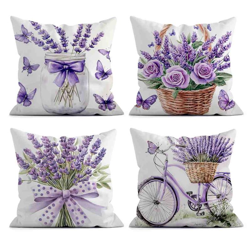 Tinika Chen Unisex Purple/Lavender Bicycle Cushion Cover Polyester Pillowcase Sofa Cushions Decorative Throw Pillows Home Decoration Pillowcover