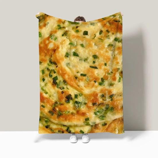 Pătură Flanelă cu Clătite Distractive, Pătură de Odihnă Creativă cu Model Realist de Clătite, Pătură Moale Confortabilă pentru Canapea, Fotoliu, Birou, Cameră de Cămine