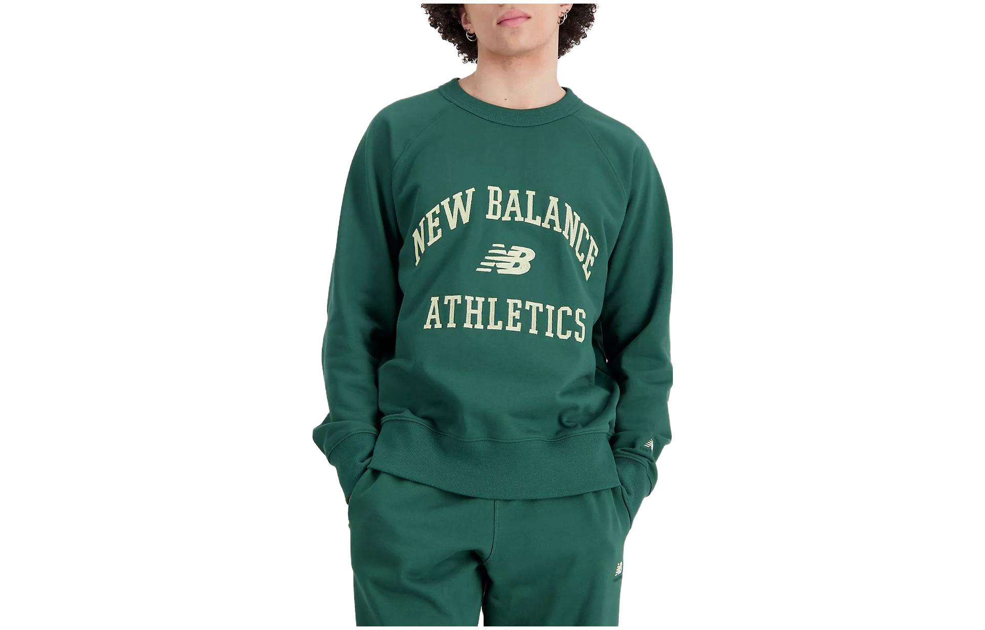New Balance Athletics Varsity Logo Embroidered Crewneck Sweatshirt MT33550-NWG L