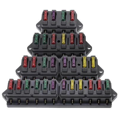 4/6/8/10/12 Way Car Fuse Box Car Fuse Holder Truck Auto Blade Fuse Box With 4/6/8/10/12 Fuses for 12V 32V ATO Standard Circuit