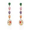 European Style Zircon Flower Earrings & Pendant Clavicle Chain Necklace Set for Women