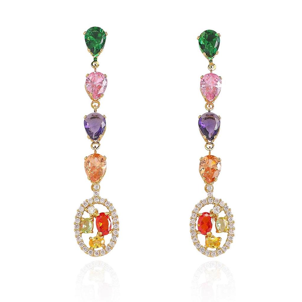 European Style Zircon Flower Earrings & Pendant Clavicle Chain Necklace Set for Women