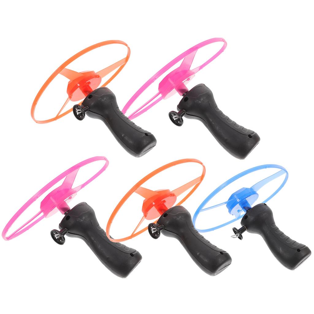 5 Stk. Zieh-UFO Langlebiges Spielzeug Kinder Himmel Luftscheibe LED Spaß für Werfer Kunststoff Fliegend Interaktiv