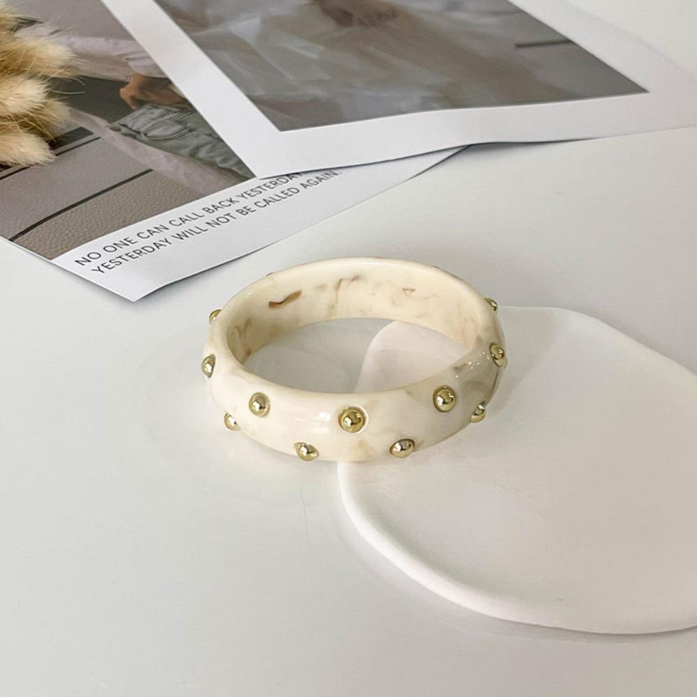 Punk Style Resin Bangle Vintage Chunky Bracelet Metal Point Wide Bangle Women Accessories