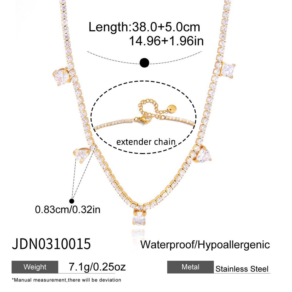 European and American zircon jewelry titanium steel necklace niche clavicle chain stainless steel