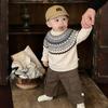 Boys' Early Spring Fashionable Outing Clothes Infant Fashion Jacquard Sweater Versatile Casual Pants Split Two-Piece Set
