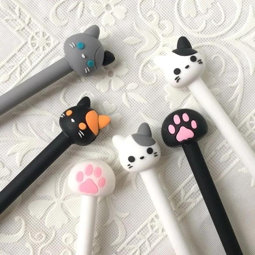 10 ks/sada 0,5 mm Kawaii Kočka Gelové pero Roztomilá tlapka Černý inkoust Pro psaní Kancelářské potřeby Školní potřeby Kreslicí pera Náhodná barva