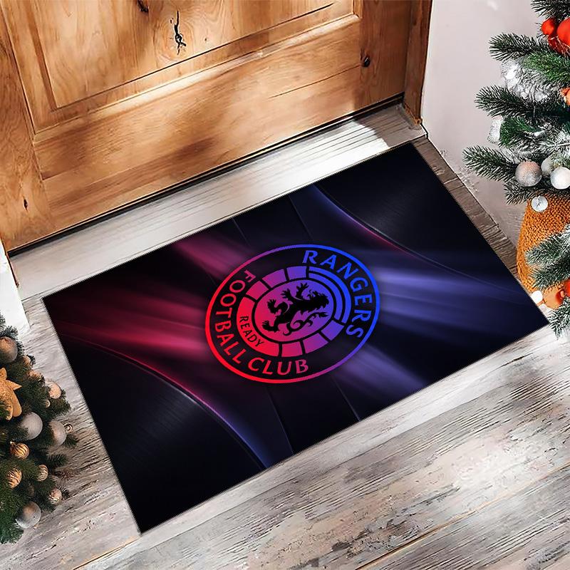 Rangers FC Soccer Football Pattern Soft Area Rug Non Slip Indoor Floor Carpet Sports Decor Mat for Bedroom