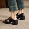 Krazing Pot Microfiber Fashion Thick Med Heels Peep Toe Shoes Metal Buckle Summer Size 43 Size 42 Platform Women Sandals