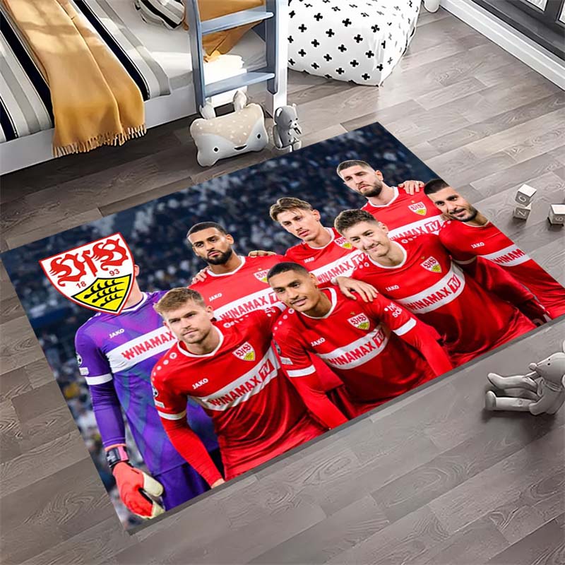 VfB Stuttgart Football Team Group Portrait Print Area Rug Non‑Slip Rectangular Floor Mat Soccer Fan Gaming Decor