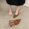 French bag head sandals high-heeled women's spring and summer 2025 new suede light mouth thin heel temperament with skirt cool single shoes