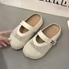 Hollow Fishing Net Crocheted Word Belt Mary Jane Slippers Women's Summer 2025 New Round Head Flat Ballet Shoes