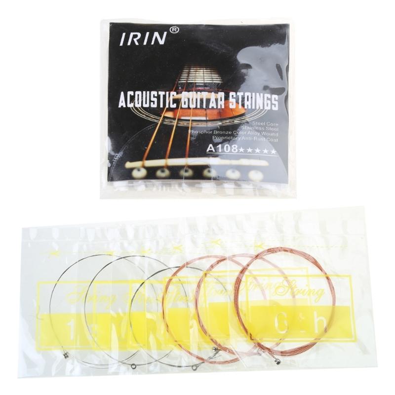 6 Pieces Steel Core Folk Guitar 6 String Replacement Sets Stainless Steel Acoustic Guitar Strings Kits for Folk Guitars