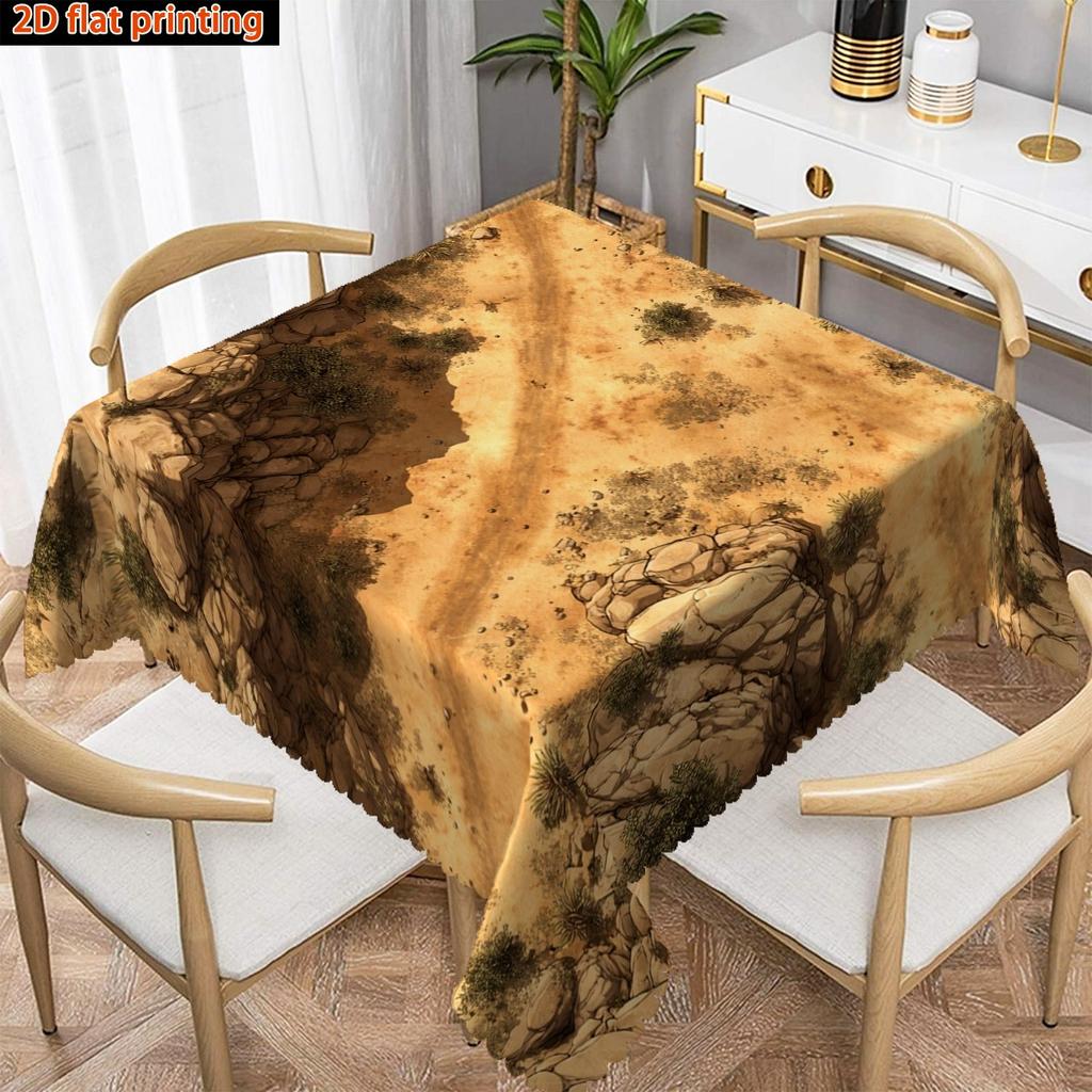 Map Tablecloth, Vintage Treasure Map Rocky Wilderness Print Cover, Washable Table Cloth for Party, Adventure Home Table Decor