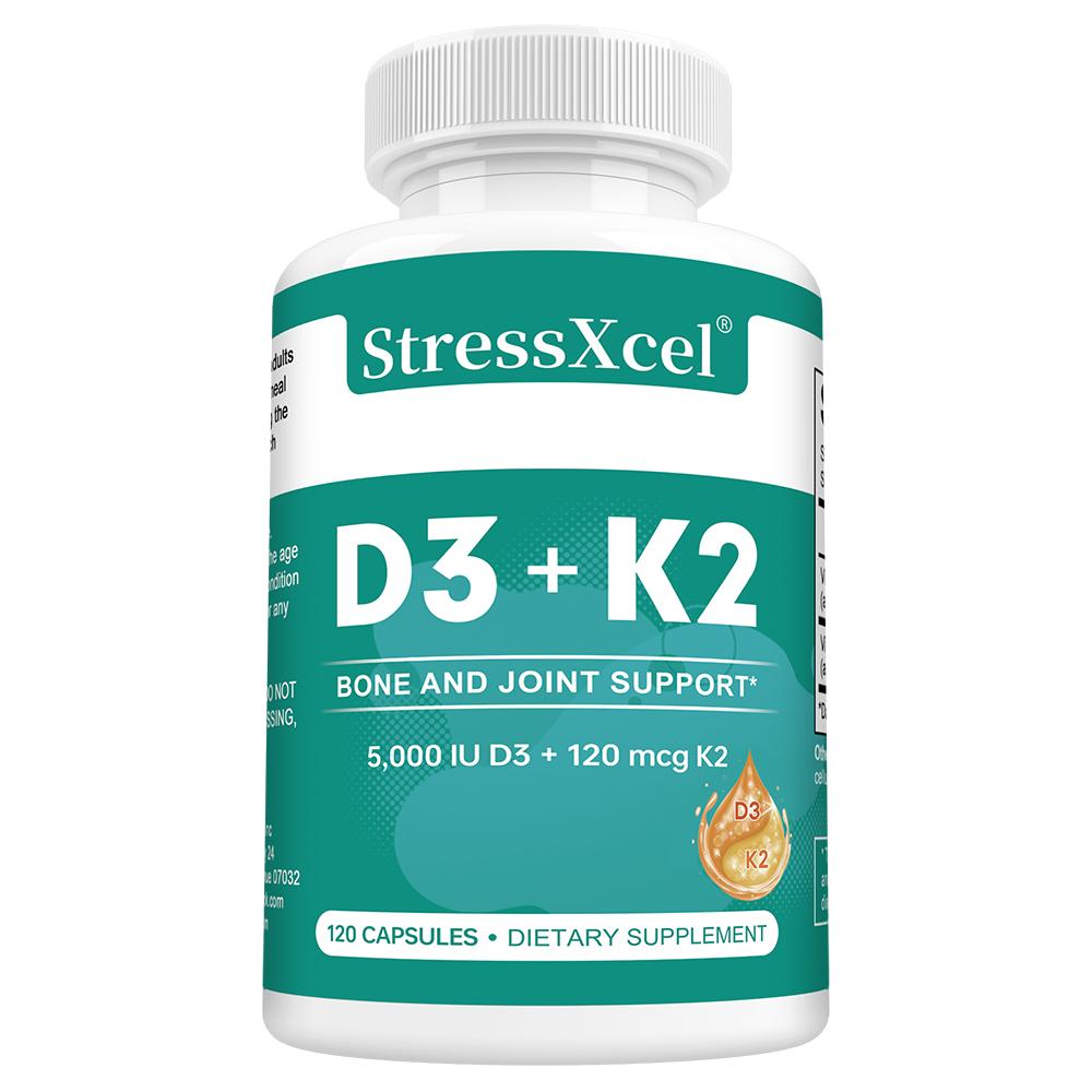 Vitamin D3 (5,000 IU) + Vitamin K2 120 Mcg Dietary Supplement, 120 Capsules Per Bottle 120 Capsules