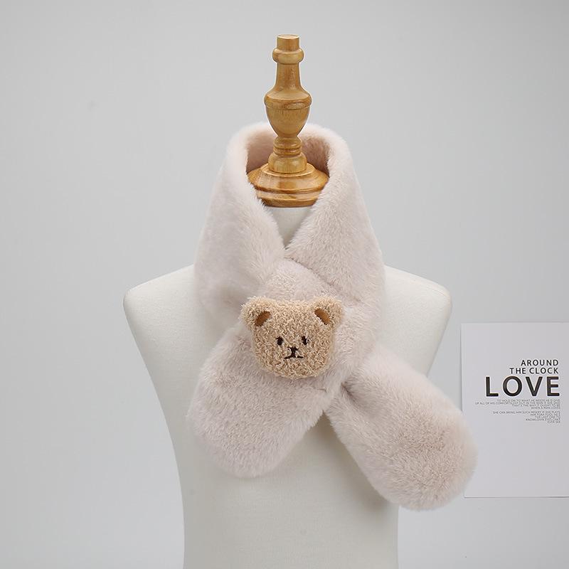2025 Cartoon Faux Rabbit Fur Kids  Scarf: Plush Winter Neck Warmer for Boys & Girls