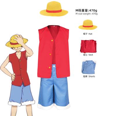 Enfants Adulte Luffy Cosplay Anime Costume Manteau Pantalon Adulte Enfants Vêtements de Plage Fête d'Halloween Jeu de Rôle