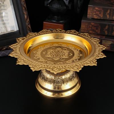 Magas lábú napraforgó gyümölcstál, ötvözött Buddha edény, áldozati tál, lótusz -áldozati tál, buddhista csarnok áldozati tál, gyümölcstál, manza tál.