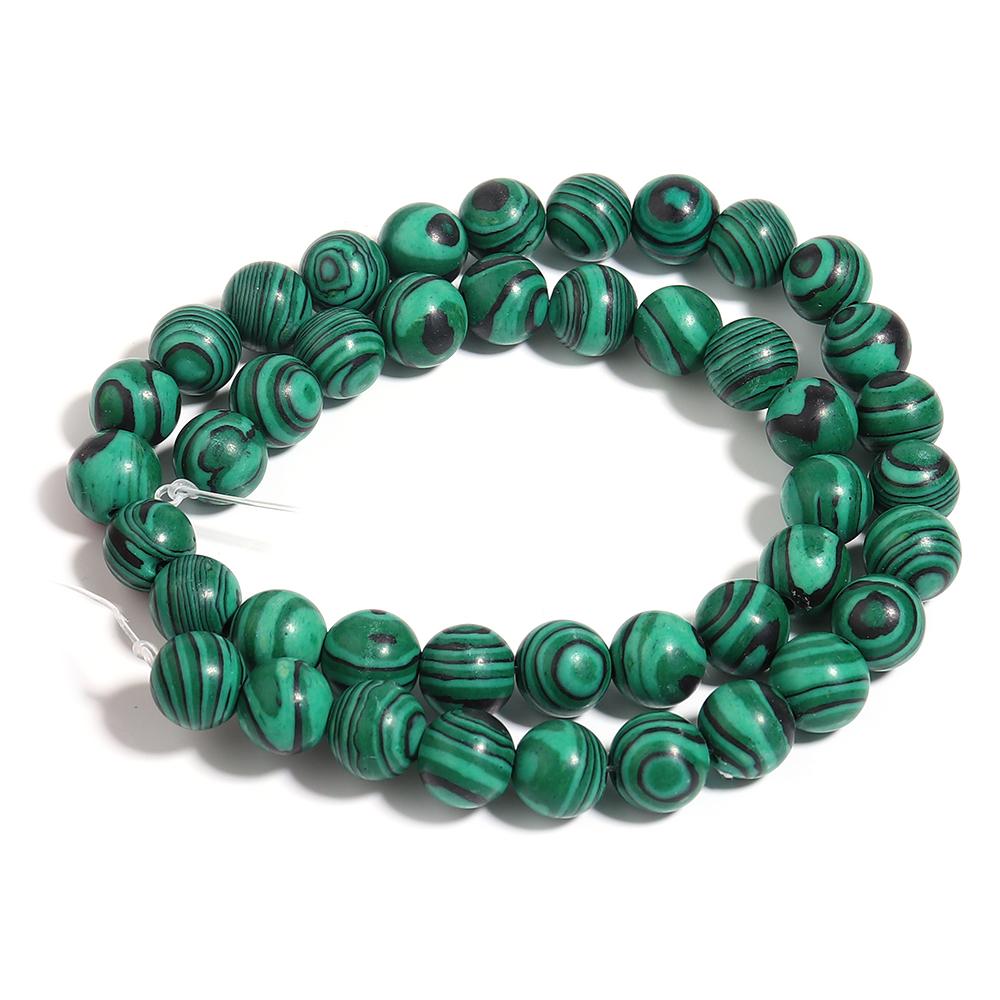Natürliche Malachit-Steinperlen Grün Rund Lose Abstandshalterperlen für Schmuckherstellung DIY Armbänder Halsketten Zubehör 4/6/8/10/12mm