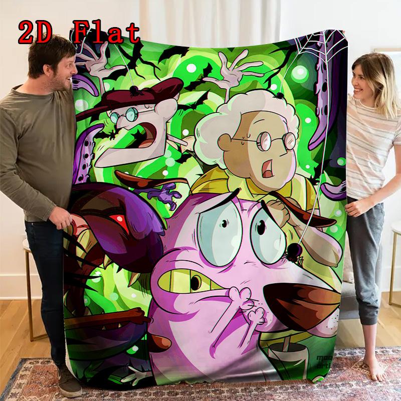 Courage the Cowardly Dog 2D Flat Pattern Flannel Blanket High quality All Seasons Warmth and Comfort Perfect for Christmas Gifts.SMT0917204
