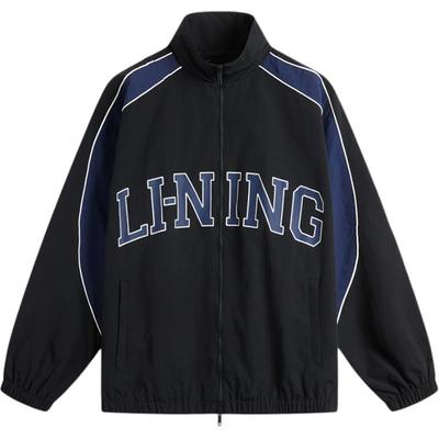 Li Ning Lotus Leaf Trench Coat Men's Black/Dark Ship Blue AFDU957-4