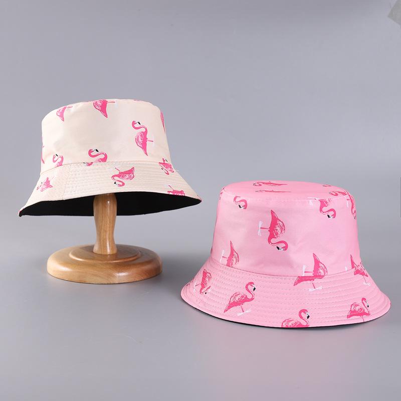 Flamingo Printed Bucket Hat European and American New Small Edge Basin Hat Double-sided Can Be Worn