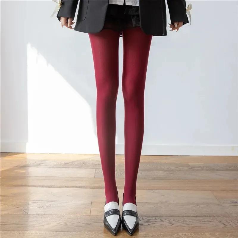 Women's Tights Slim Stockings Pantyhose Super Elastic Large Size Leggings Red Women's Media Sexy Tights Spring Autumn Winter