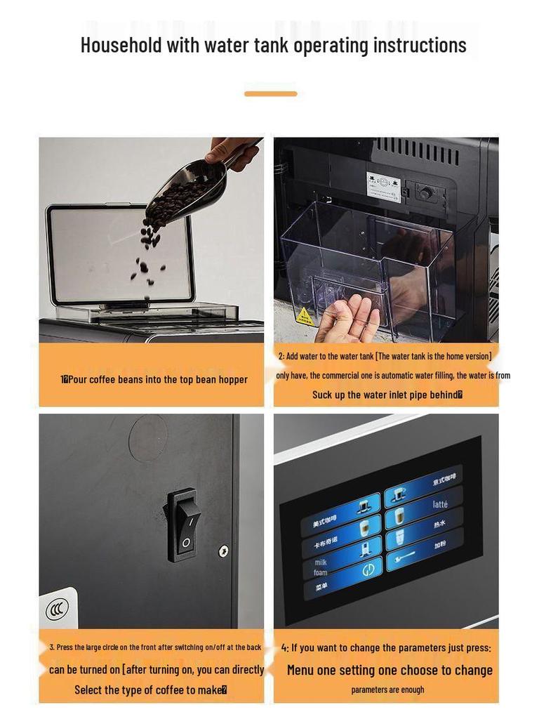 Touch Screen Smart Coffee Machine: Fully Automatic Espresso & American Style for Home or Hotel Use