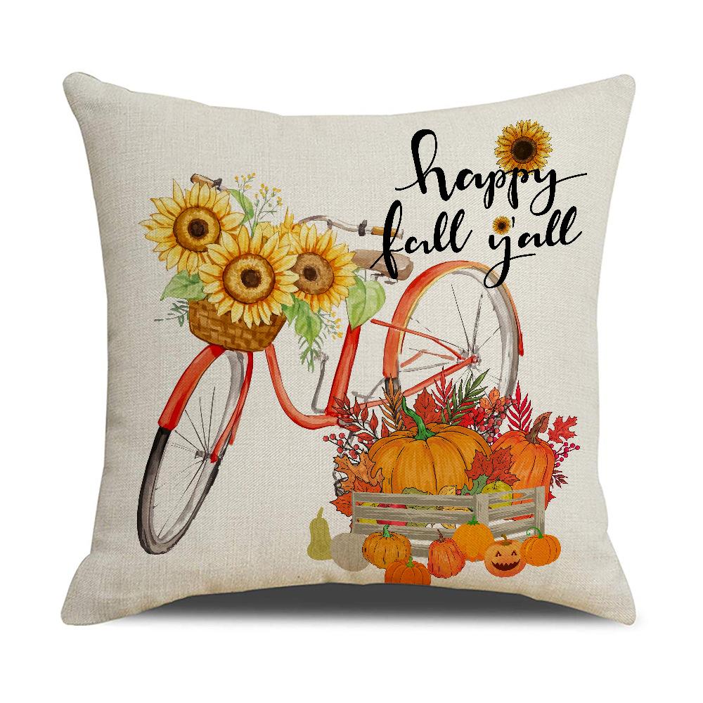 Linen Thanksgiving Pillowcase Maple Leaf Autumn Harvest Festival Pillowcase Sofa Cushion