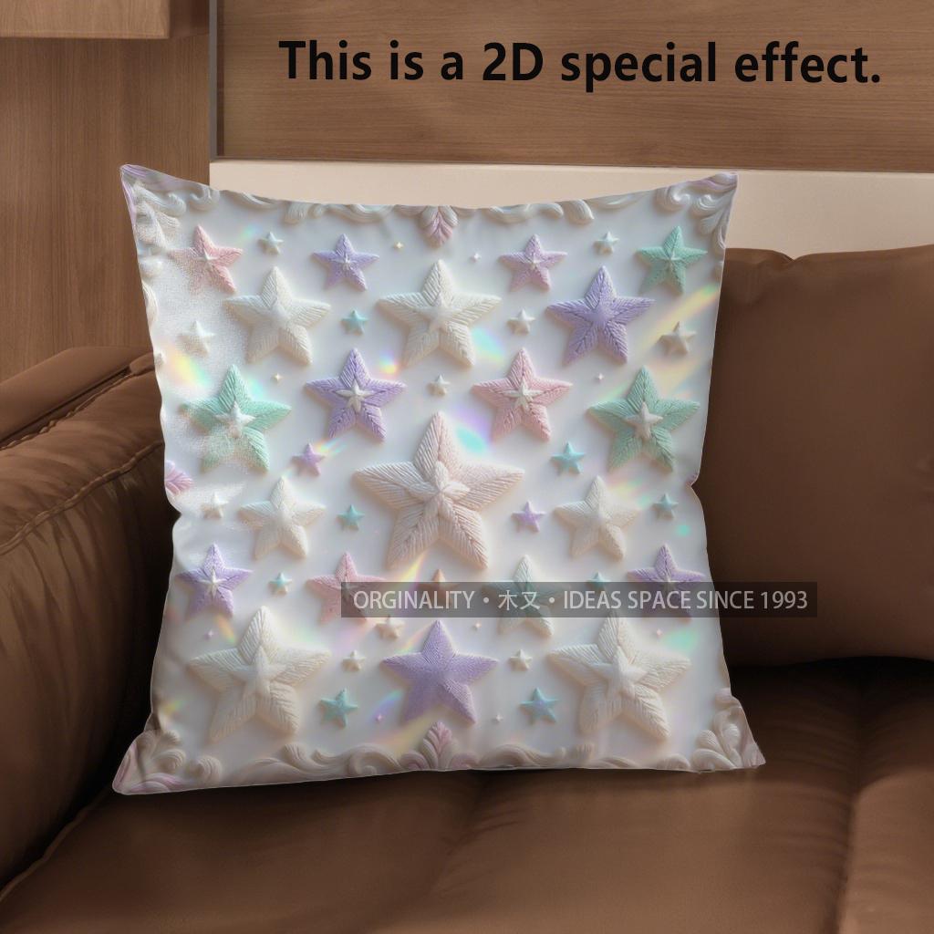 2D Pastel Starry Aesthetic Throw Pillow Covers** Pattern Cushion Cover Suitable For Sofa Bedroom Car Pillow Cover