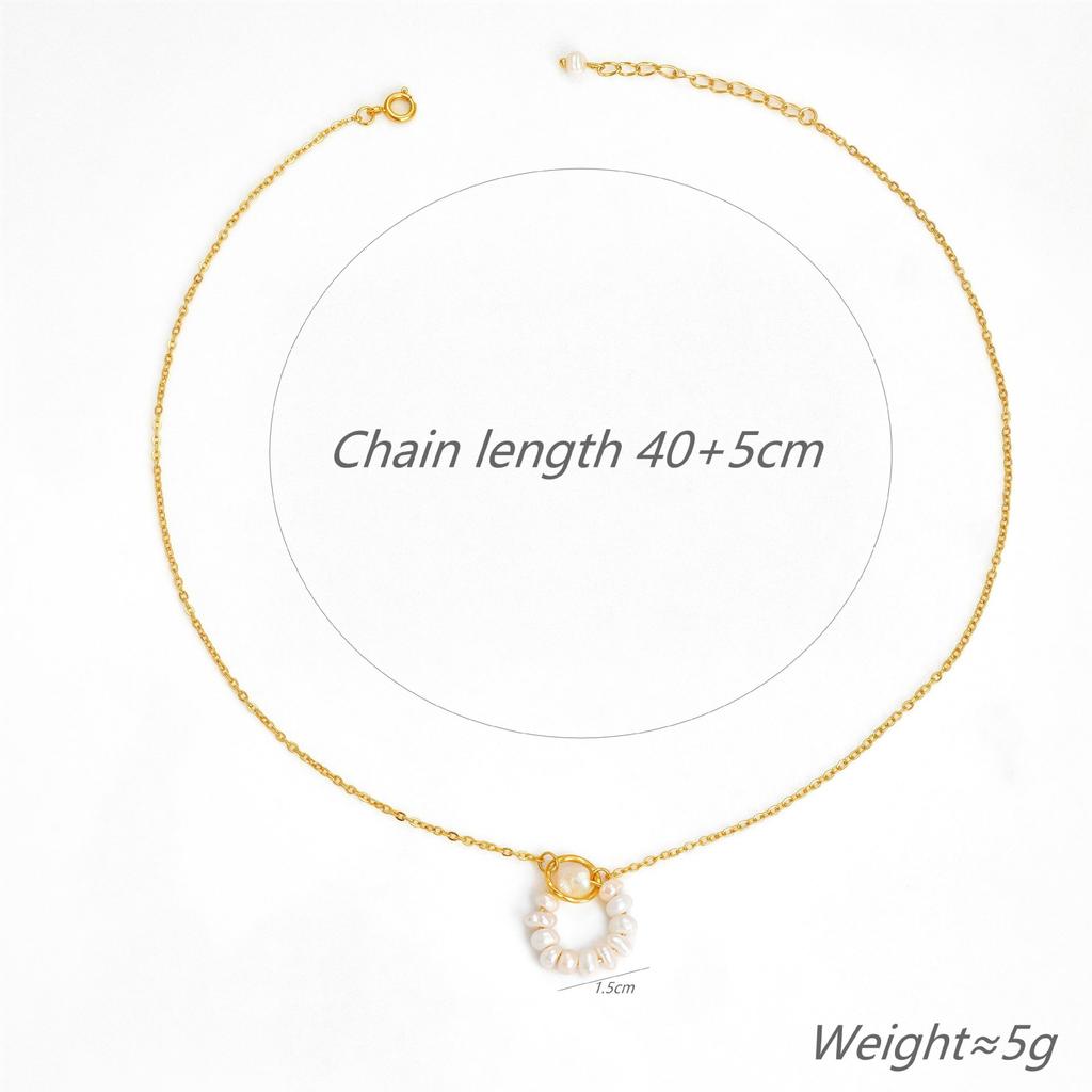 Sleeping Garden French Pearl Circle Necklace Commuter Versatile Titanium Steel Necklace Does Not Fade Summer