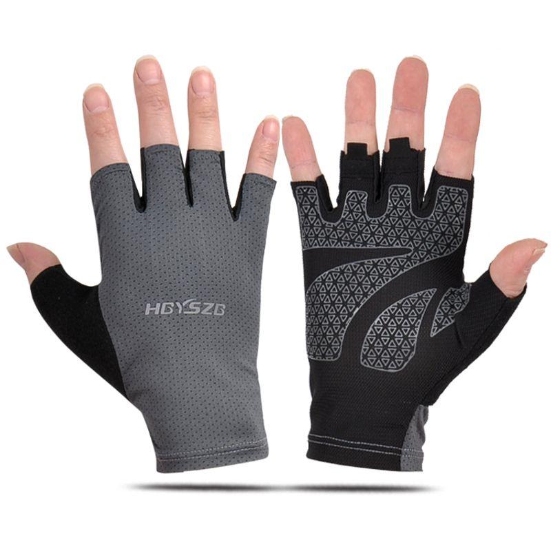 Sports Half-Finger Fitness Gloves Thin Men and Women Sunscreen Equipment Training Dumbbell Exercise Spring and Summer Non Slip Anti-Cocoon Breathable Grey XL