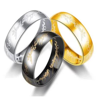 High-Endowy Męski Pierścień Lord of the Rings Modna Biżuteria Punkowa ze Stali Tytanowej dla Par