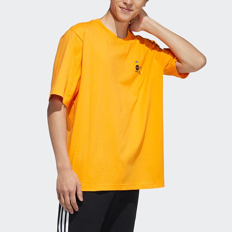 Adidas Neo Game Letter Pattern Sports T-Shirt Unisex Tops Orange Yellow HC9749