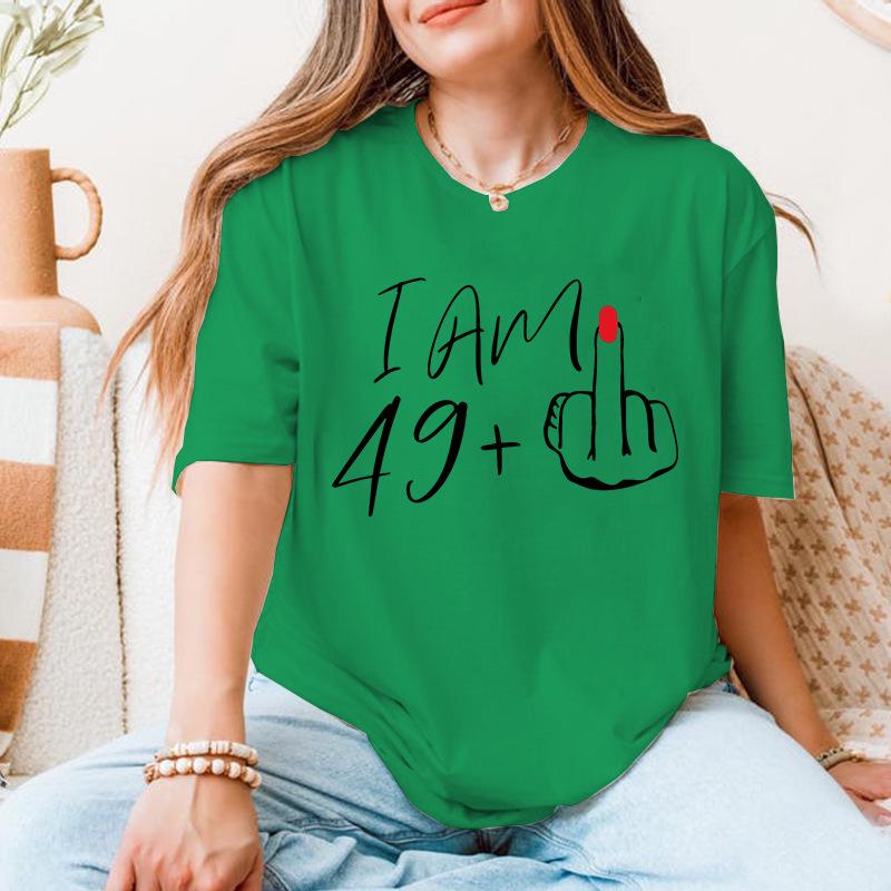 I AM49+ European Size Modal Round Neck Short Sleeve T-Shirt - Casual Loose Fit