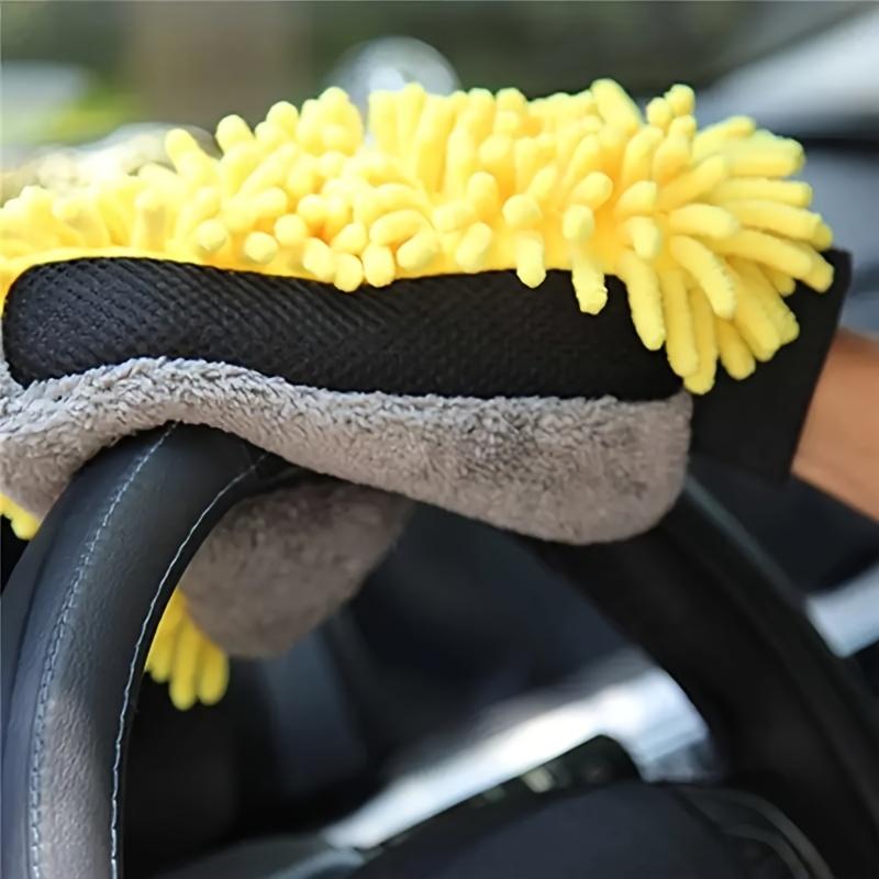 Motorcycle Cleaning Gloves Suitable for Automotive Detailing, Motorcycle Maintenance, Household Plush (Double-Sided)