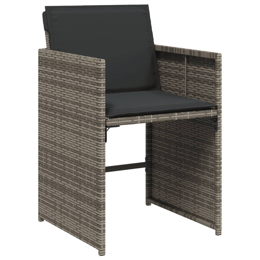 Vidaxl 9-Cz. Garden Furniture Set With Cushions, Grey, PE Rattan