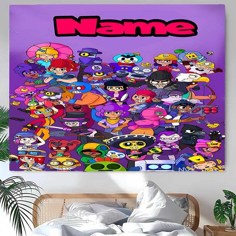 Personalized Brawl Stars Background Tapestry,Custom Name Birthday Party,Multifunctional Wall Decoration for Home Decor,Various Occasions